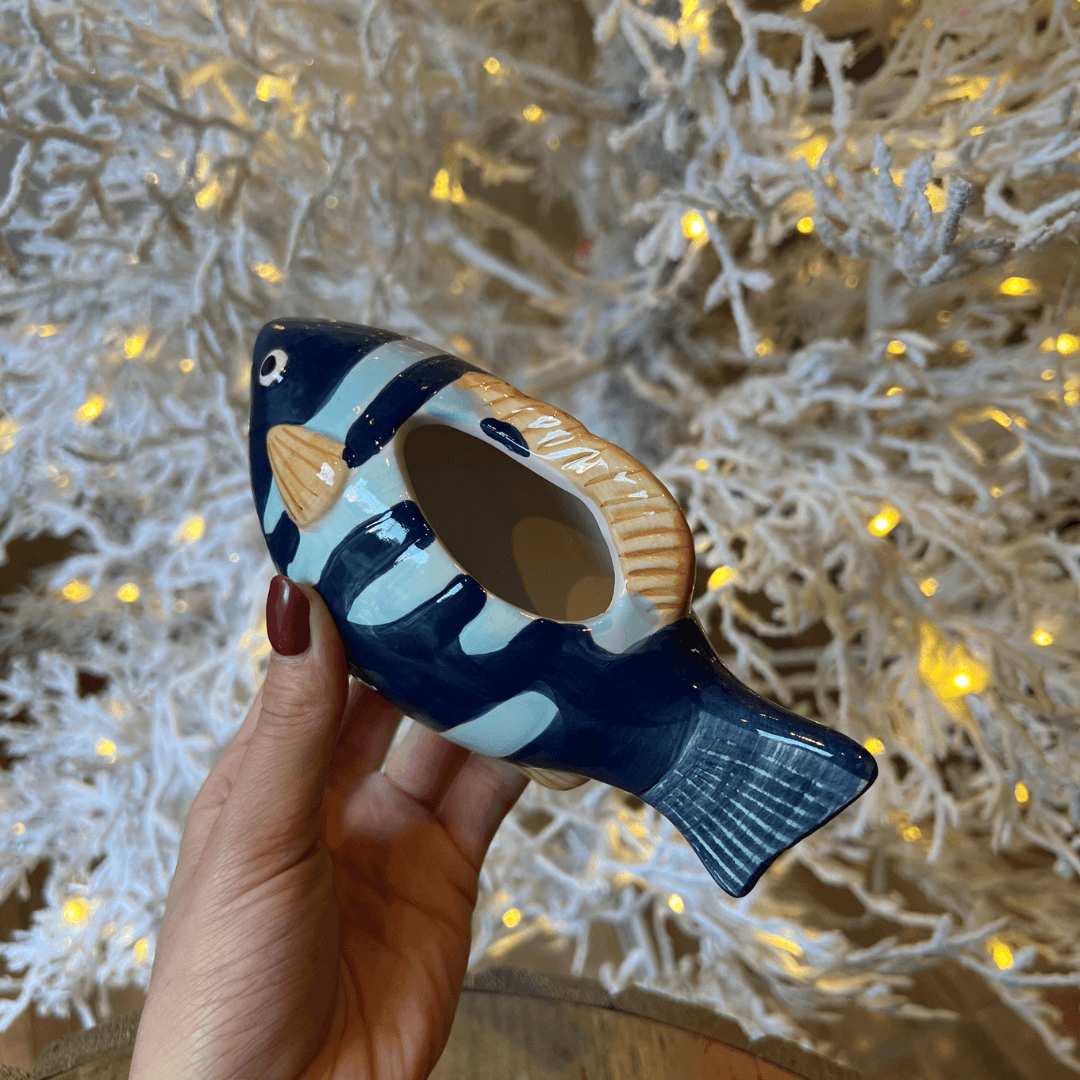 Vaso Cerâmico Fish Listras – 17cm