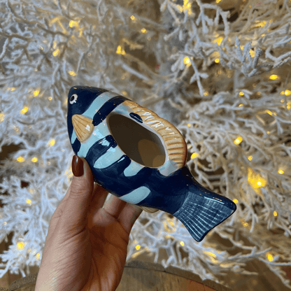 Vaso Cerâmico Fish Listras – 17cm