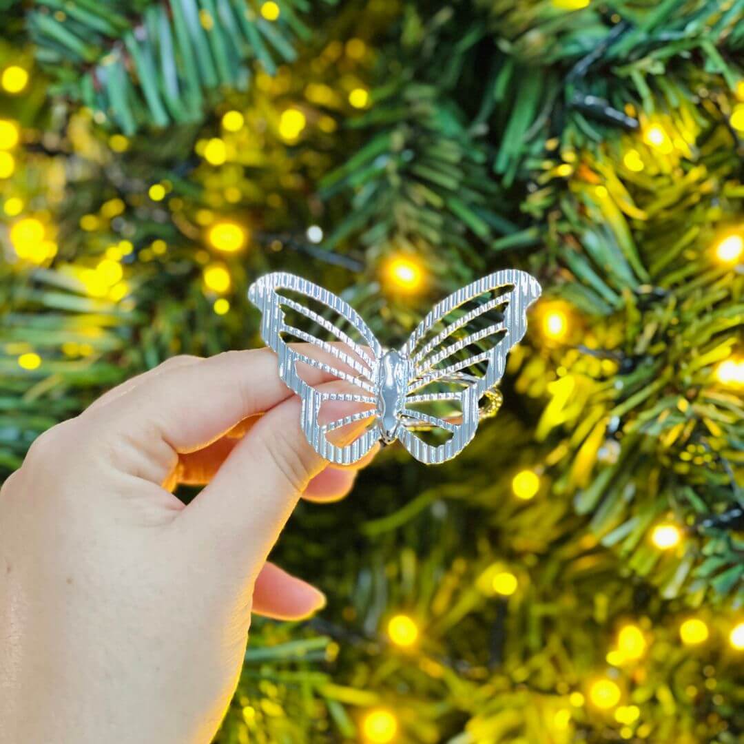Conjunto de 4 Anéis para Guardanapos Butterfly Prateado
