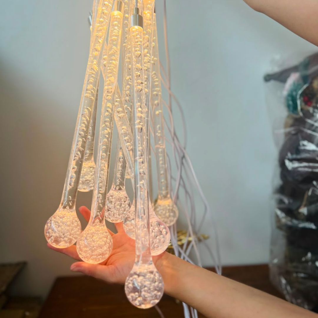 Pendente Decorativo Gota d’Água com 10 Gotas - Branco Quente | Bivolt