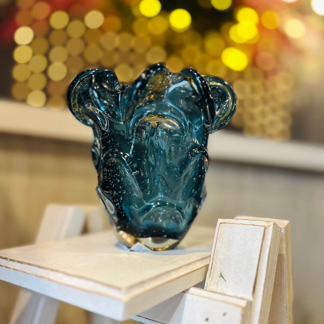 Vaso de Vidro Italy Azul – 13cm