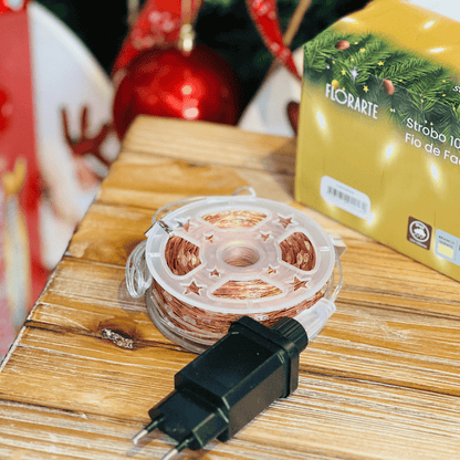 Cordão Fio de Fada Strobo Bivolt Branco Quente 100m 1000 Leds