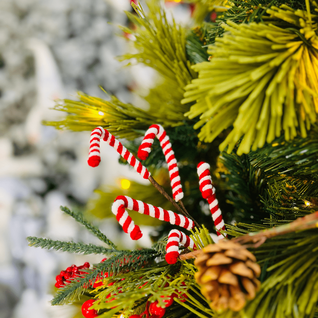 Galho Candy Cane Vermelho e Branco 48cm