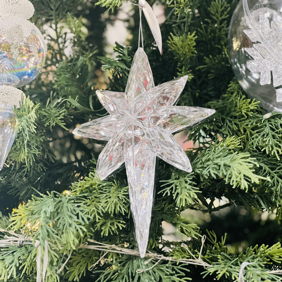 Estrela Natalina Cristal de Acrílico 20x15cm - para Pendurar