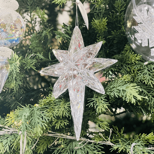 Estrela Natalina Cristal de Acrílico 20x15cm - para Pendurar