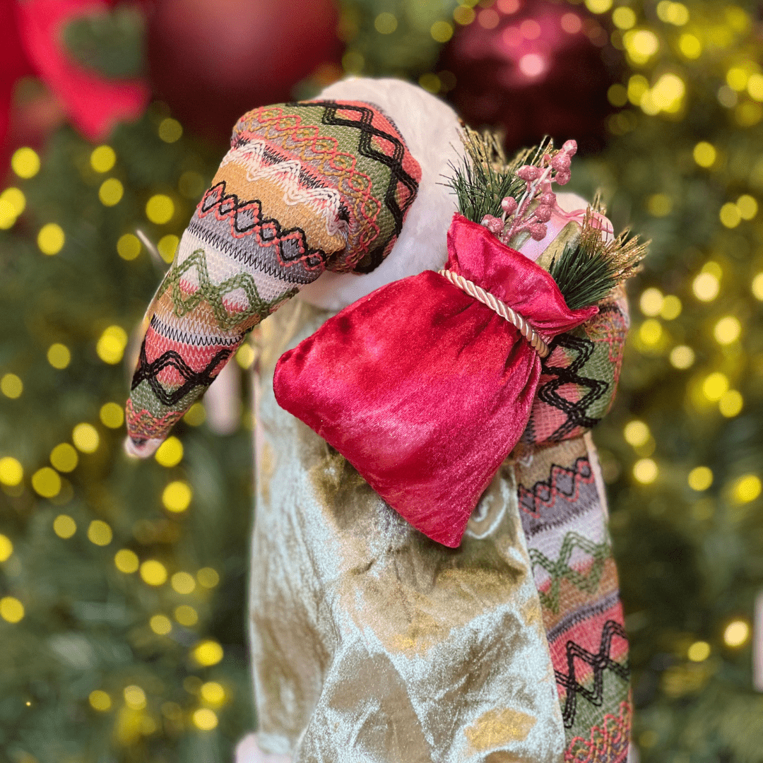 Papai Noel Rosa e Verde 45cm