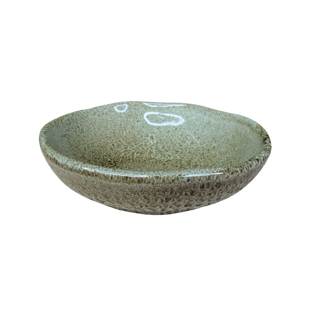 Cumbuca Oval Organico Croco Verde de Cerâmica 14,5x12cm