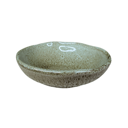 Cumbuca Oval Organico Croco Verde de Cerâmica 14,5x12cm
