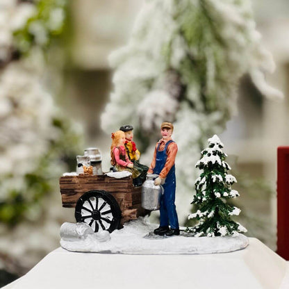 Cenário Natal Pai e Filhos 7x11x7,5cm