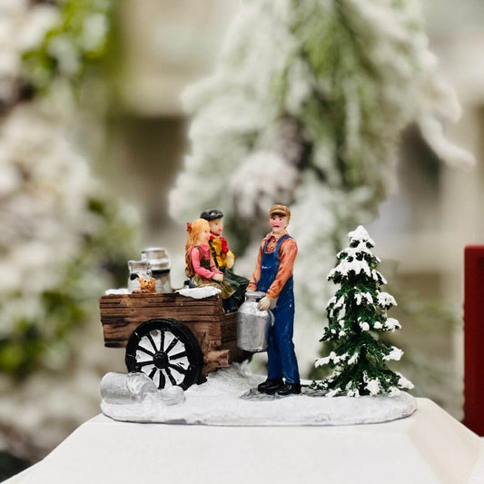 Cenário Natal Pai e Filhos 7x11x7,5cm