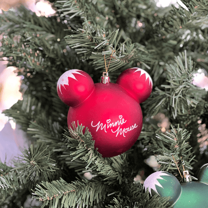 Jogo 4 Bolas Natalinas Assinatura Mickey e Minnie 8cm