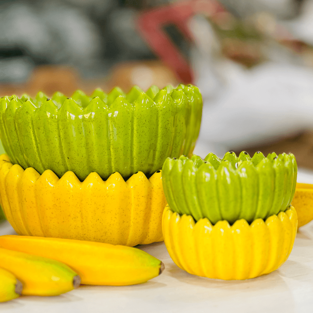 Bowl Banana Verde de Cerâmica G 10x23cm