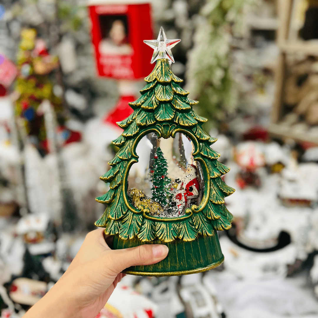 Árvore Natalina Globo de Água Com Led de Resina 26x9,7x16,3cm