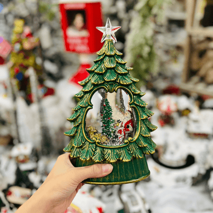 Árvore Natalina Globo de Água Com Led de Resina 26x9,7x16,3cm