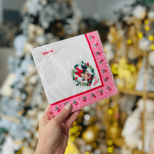 Guardanapo Natalino Minnie Rosa de Papel 17cm - 20un