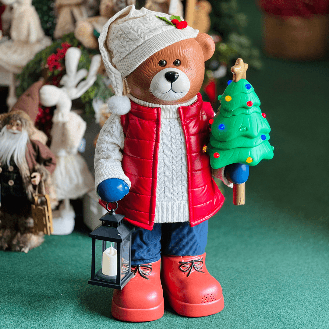 Urso com Colete Puffer em PVC e LED – 90cm