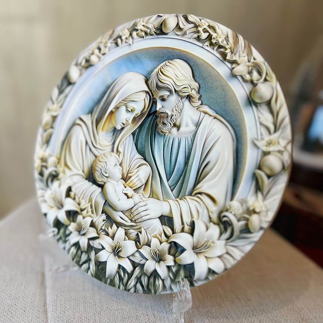 Sagrada Família Quadro Devocional Alto-Relevo – 20cm