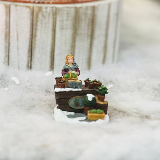 Figura Natal Vendedora Plantas - 6,5x7x6,5cm