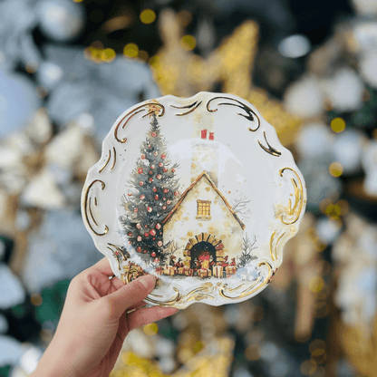 Prato de Sobremesa Noite de Neve de Cerâmica 20cm