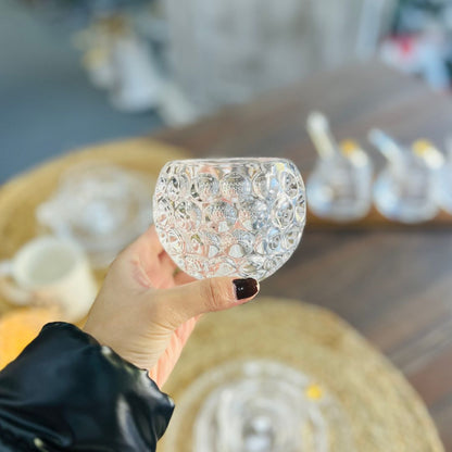 Porta Vela de Cristal Bolhas - 9,5x7,5cm