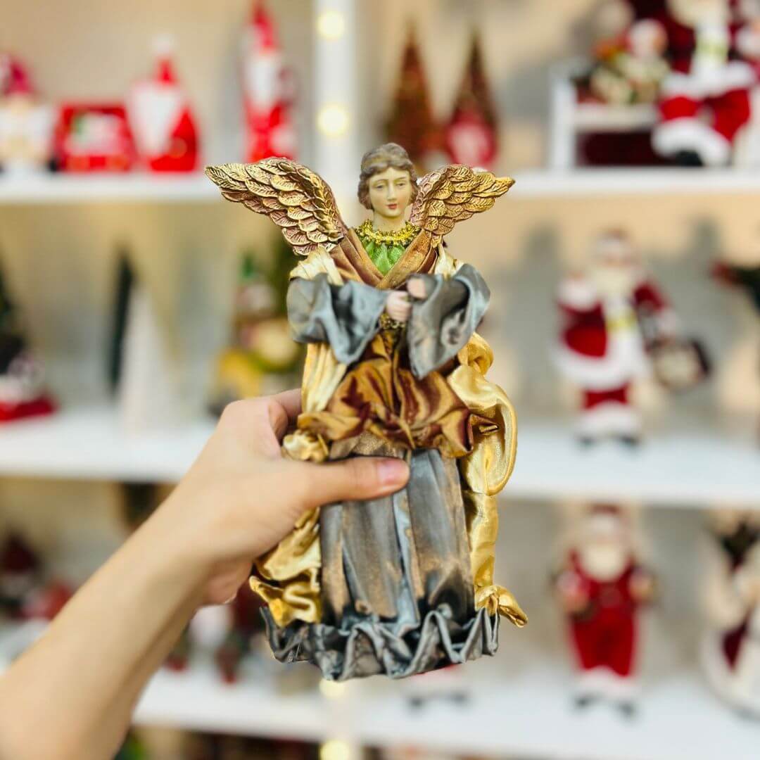 Anjo Dourado e Cinza - 25cm