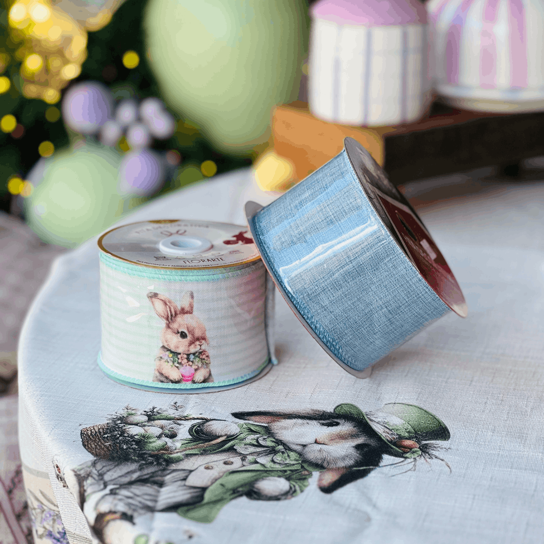 Fita Decorativa Aramada Azul 6,3cm x 9,14m