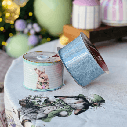 Fita Decorativa Aramada Azul 6,3cm x 9,14m