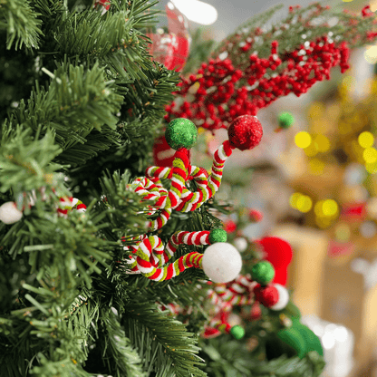 Galho Natalino Candy Espiral Pompom 35cm