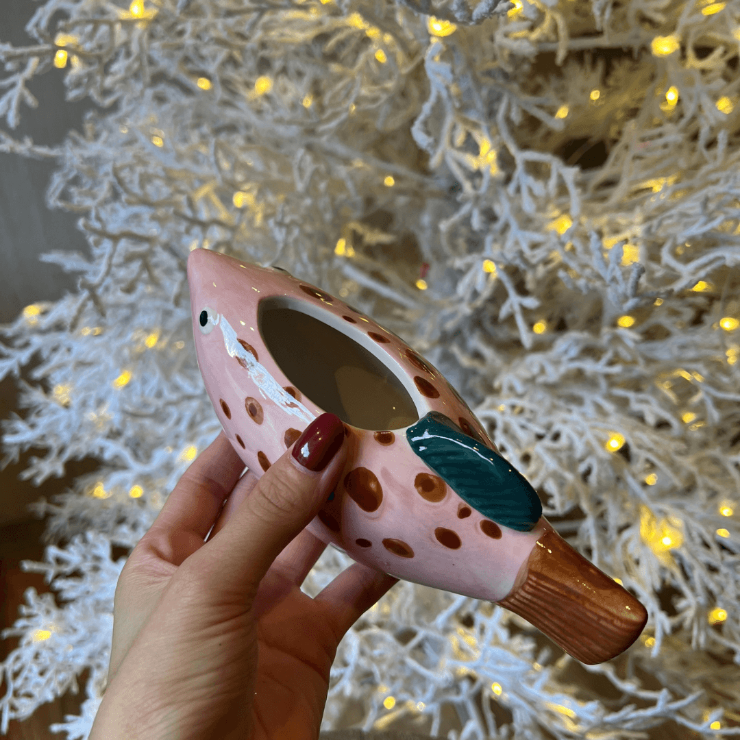 Vaso Cerâmico Fish Poá – 18cm