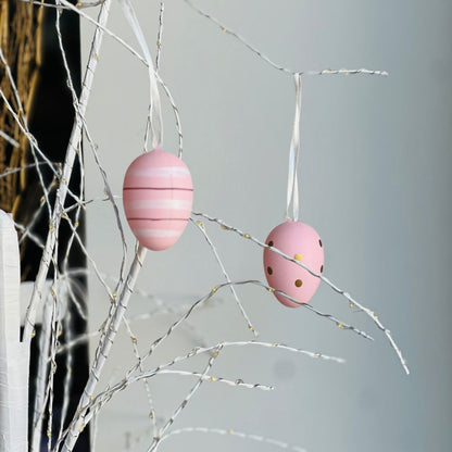 Jogo de 9 Ovos Decorativos para Pendurar Rosa - 6cm