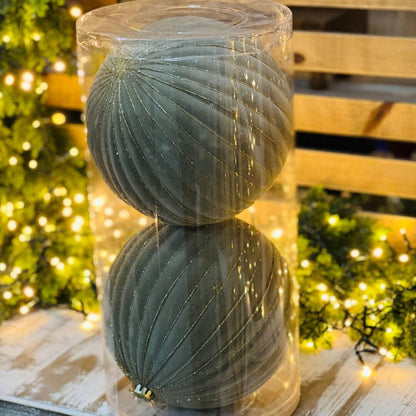 Kit Bola Natalina Decorada de Veludo Cinza – 20cm | 2 Unidades