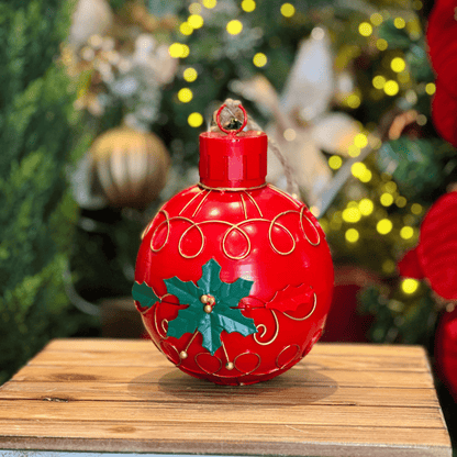 Bola Natalina Vermelha e Dourada de Metal 20x15cm 1un