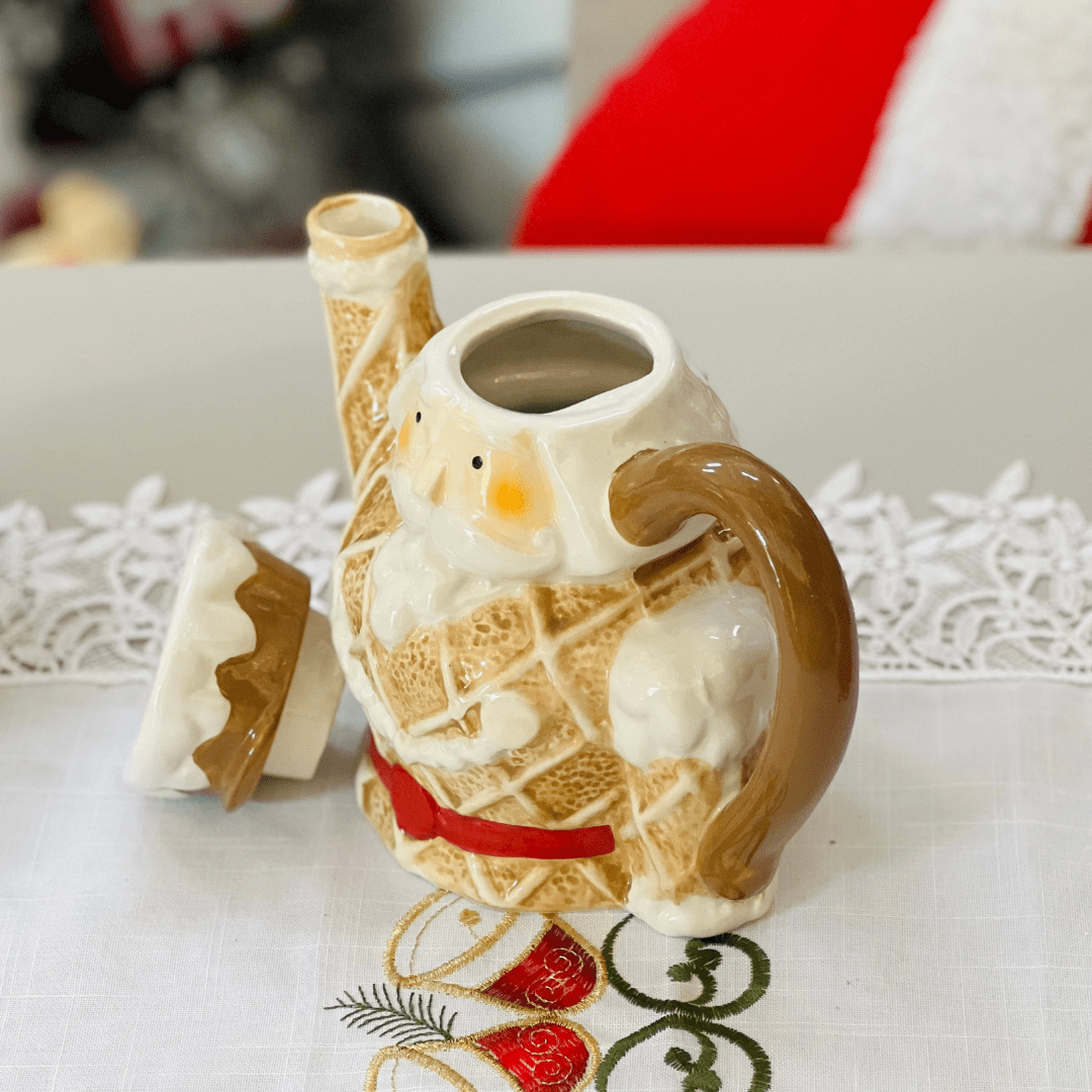 Bule Natalino Quebra Nozes Gingerbread de Cerâmica 20cm