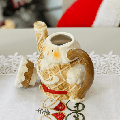 Bule Natalino Quebra Nozes Gingerbread de Cerâmica 20cm