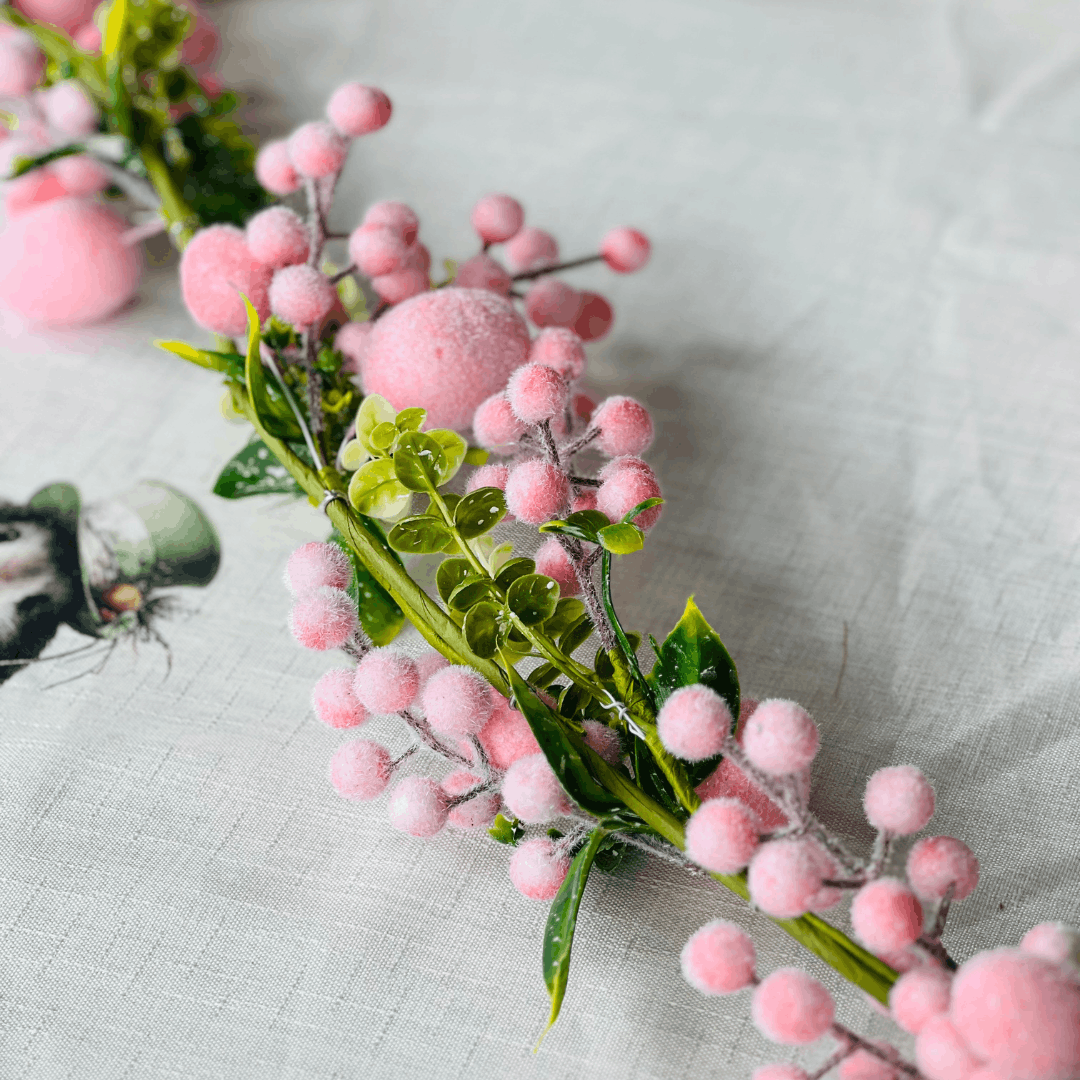 Festão Com Ovos Flocados Rosa 1,28m