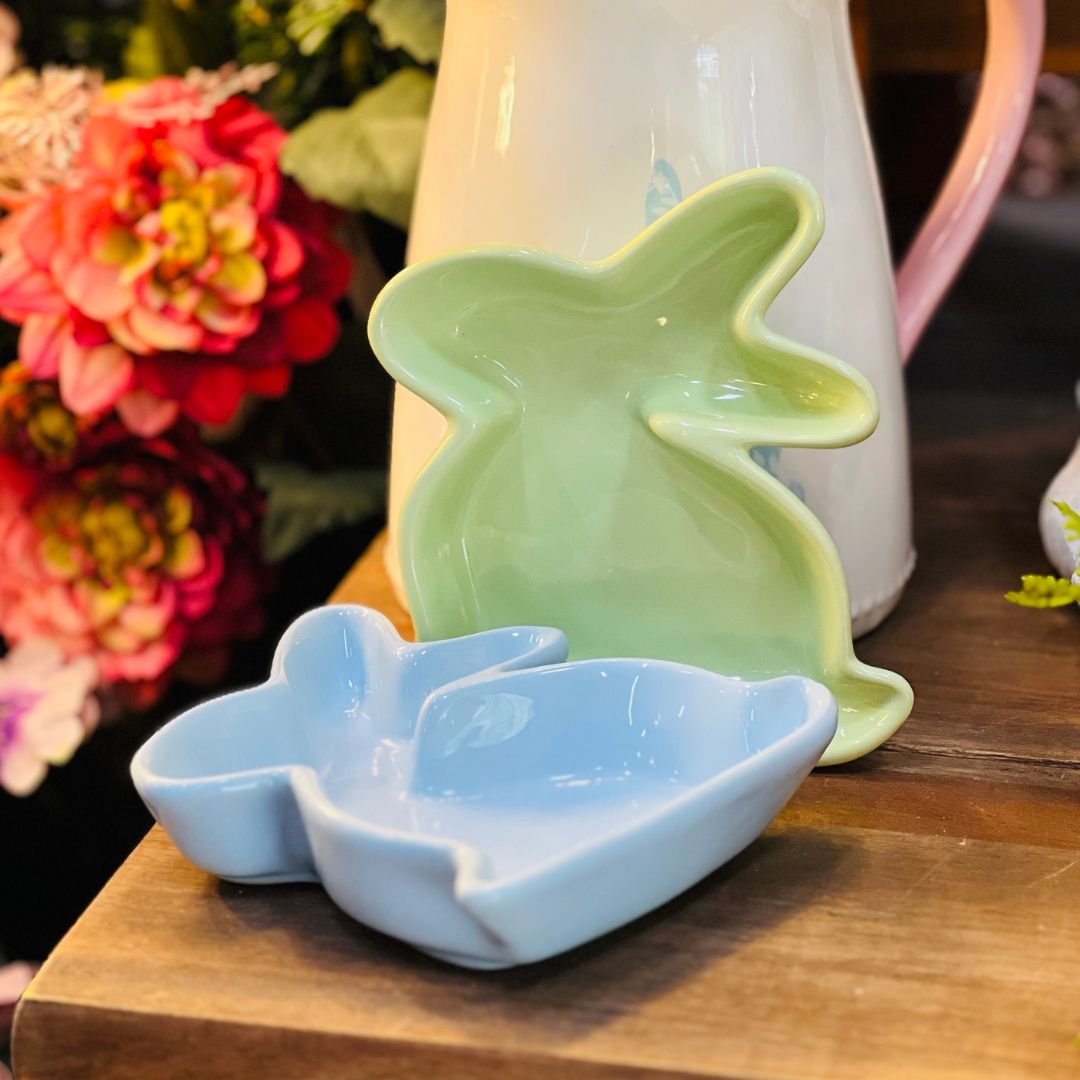 Petisqueira Decorativa Coelho Lateral Azul Pastel - 17cm