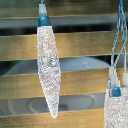Pendente Gota de Cristal - 10 Cristais Branco Quente | 180cm