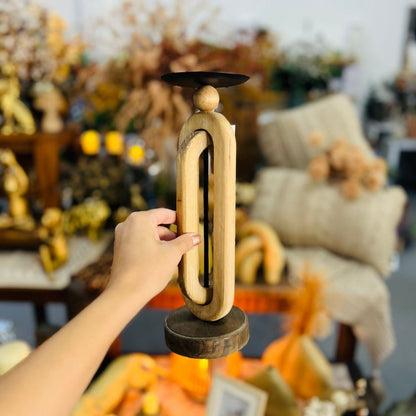 Castiçal Decorativo de Madeira - 30cm