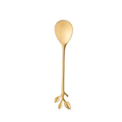 Conjunto de 06 Tallheres de Aco Inox Leaves Dourado
