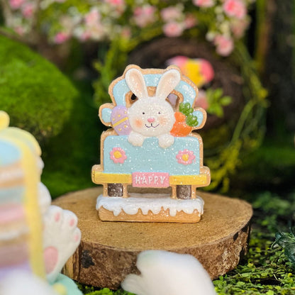 Coelho Decorativo Carrinho Happy - 11,5x3,5x9,5cm