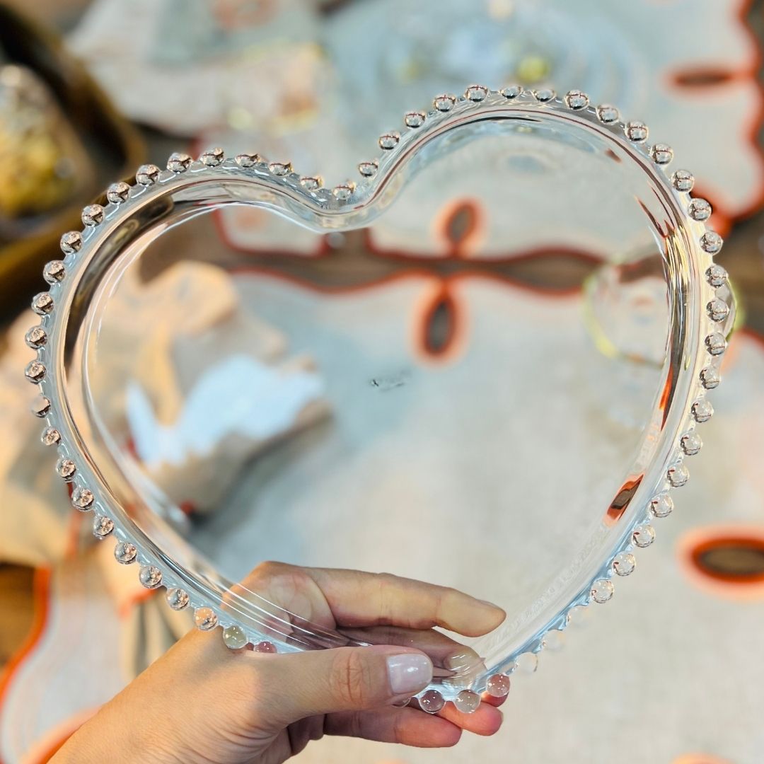 Prato Raso Cristal de Chumbo Coração Pearl 25x22x2cm