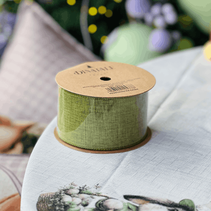 Fita Decorativa Aramada Verde Musgo 6,3cm x 9,14m