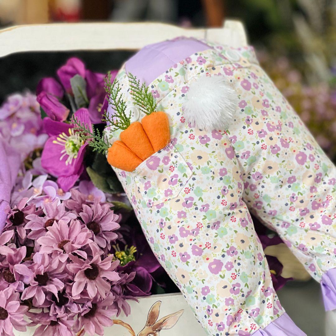 Kit Coelho Patas e Orelhas - Lilás Com Flores