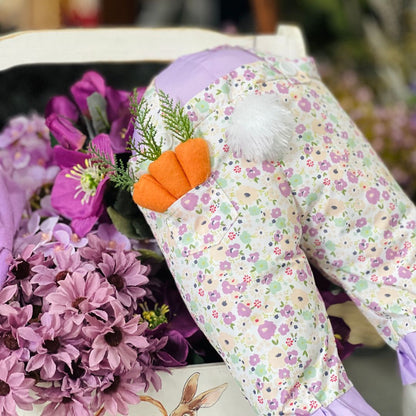 Kit Coelho Patas e Orelhas - Lilás Com Flores