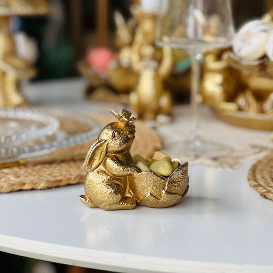 Coelho Dourado com Cesto - 9cm