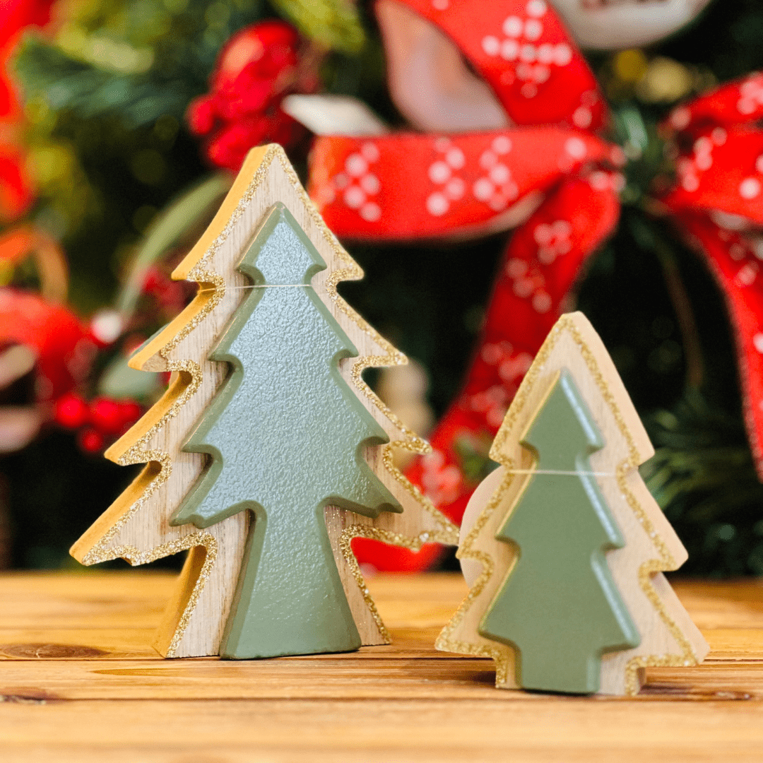 Árvore Natalina Verde de Madeira 16cm