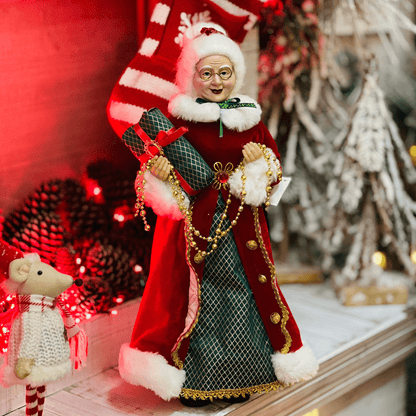 Mamae Noel Em Pé Verde e Vermelho 45cm