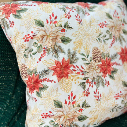 Capa de Almofada Luxor Natal Celeiro Flores – 50x50cm