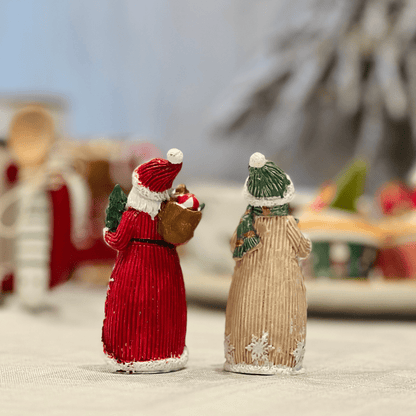 Conjunto Natalino Noel e Boneco de Neve de Poliresina 4x4x9,9cm