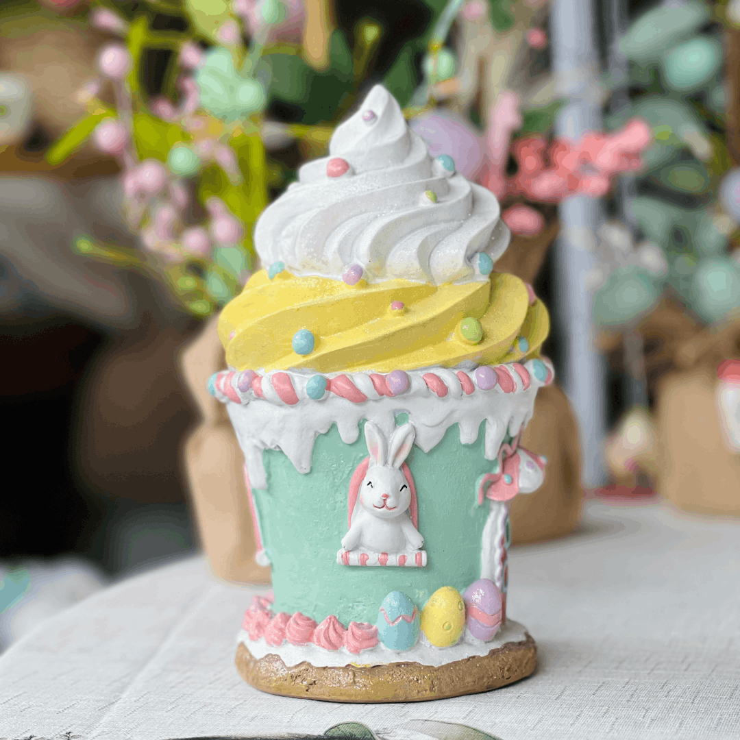 Casinha Cupcake de Páscoa de Resina 23cm